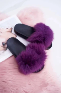Outlet Klapki Damskie Z Futerkiem Fioletowe Mellow Damskie Klapki Z Futerkiem|Klapki Damskie Klasyczne