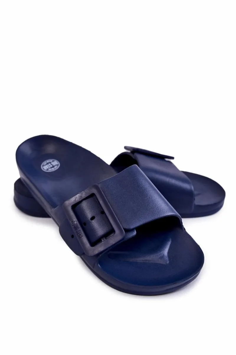 Klapki Sportowe|Klapki Damskie Big Star>Big Star Shoes Klapki Damskie Z Klamrą Big Star FF274A388 Granatowe