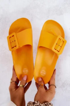 Klapki Sportowe|Klapki Damskie Big Star>Big Star Shoes Klapki Damskie Z Klamrą Big Star FF274A393 Pomarańczowe