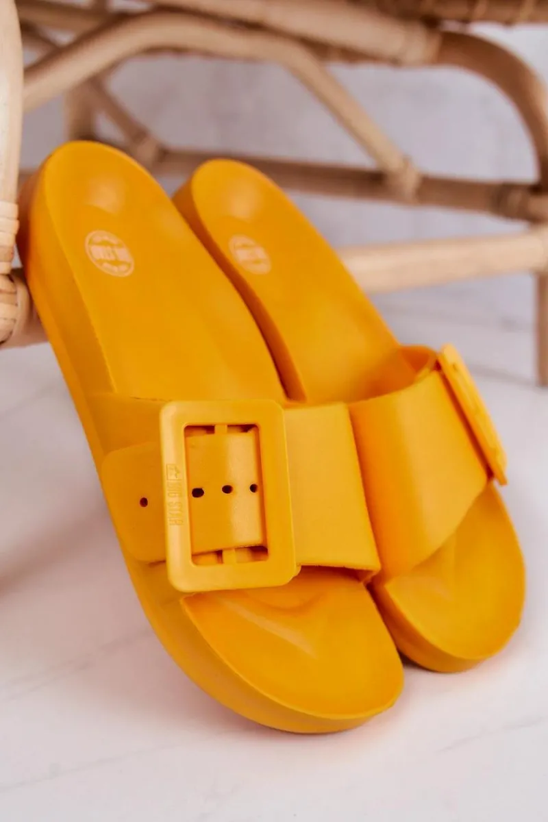 Klapki Sportowe|Klapki Damskie Big Star>Big Star Shoes Klapki Damskie Z Klamrą Big Star FF274A393 Pomarańczowe