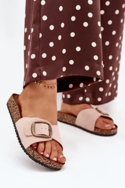 Klapki Korkowe|Klapki Na Platformie>Boto Klapki Damskie Z Klamrą Na Korkowej Platformie Różowe Zavira Różowy