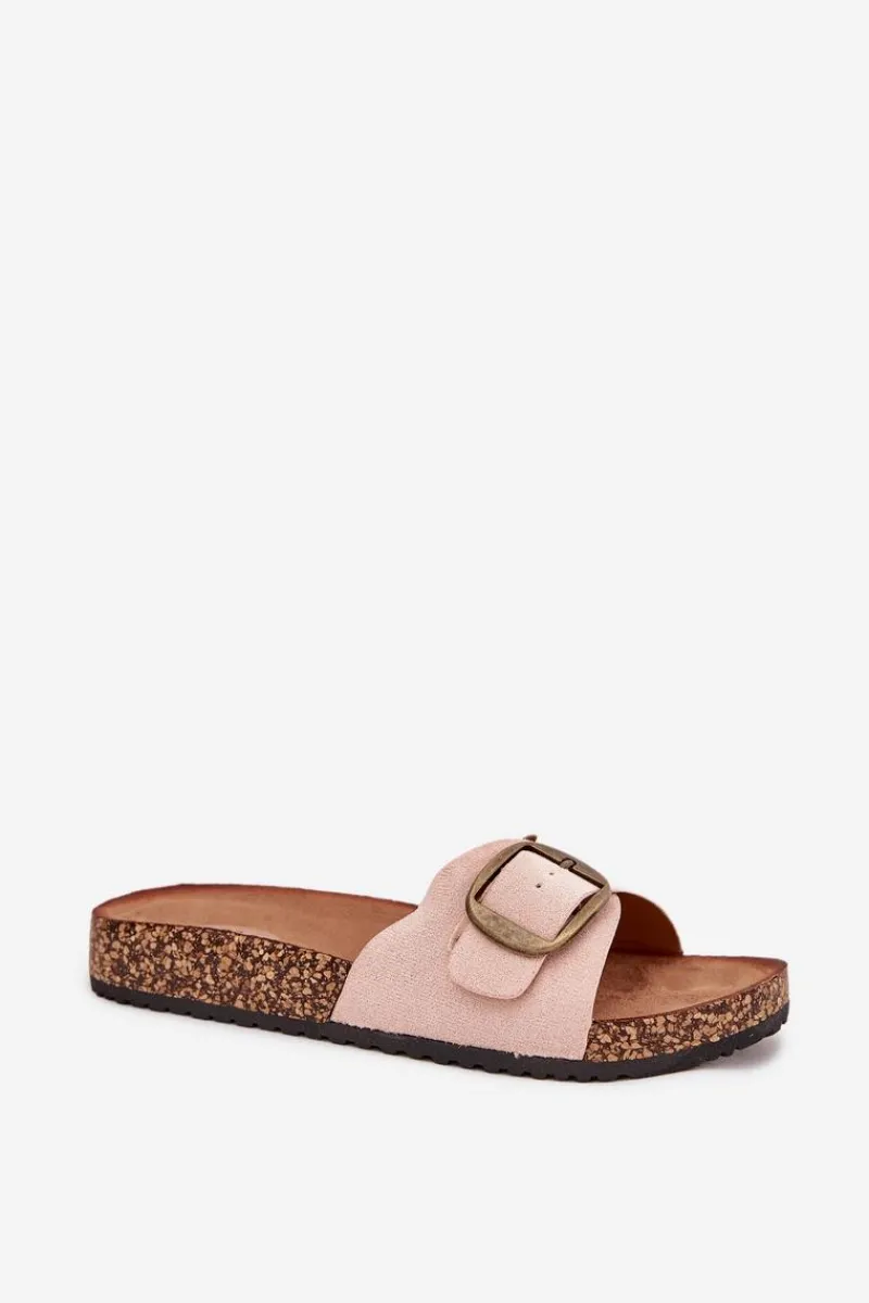 Klapki Korkowe|Klapki Na Platformie>Boto Klapki Damskie Z Klamrą Na Korkowej Platformie Różowe Zavira Różowy