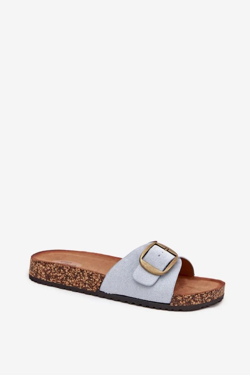 Klapki Korkowe|Klapki Na Platformie>Boto Klapki Damskie Z Klamrą Na Korkowej Platformie e Zavira Niebieski