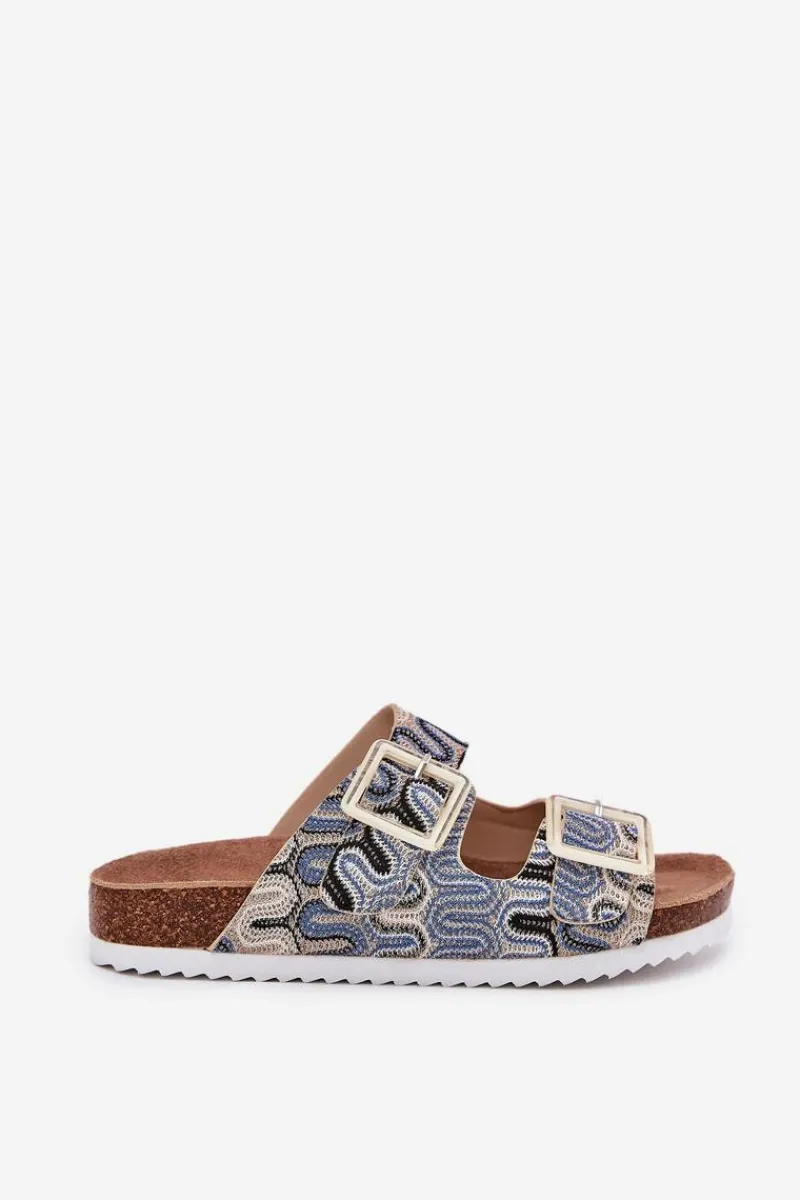 Damskie buty S.Barski Klapki Damskie Z Klamrami I Brokatem S.Barski RB51-006 Beżowe Beżowy