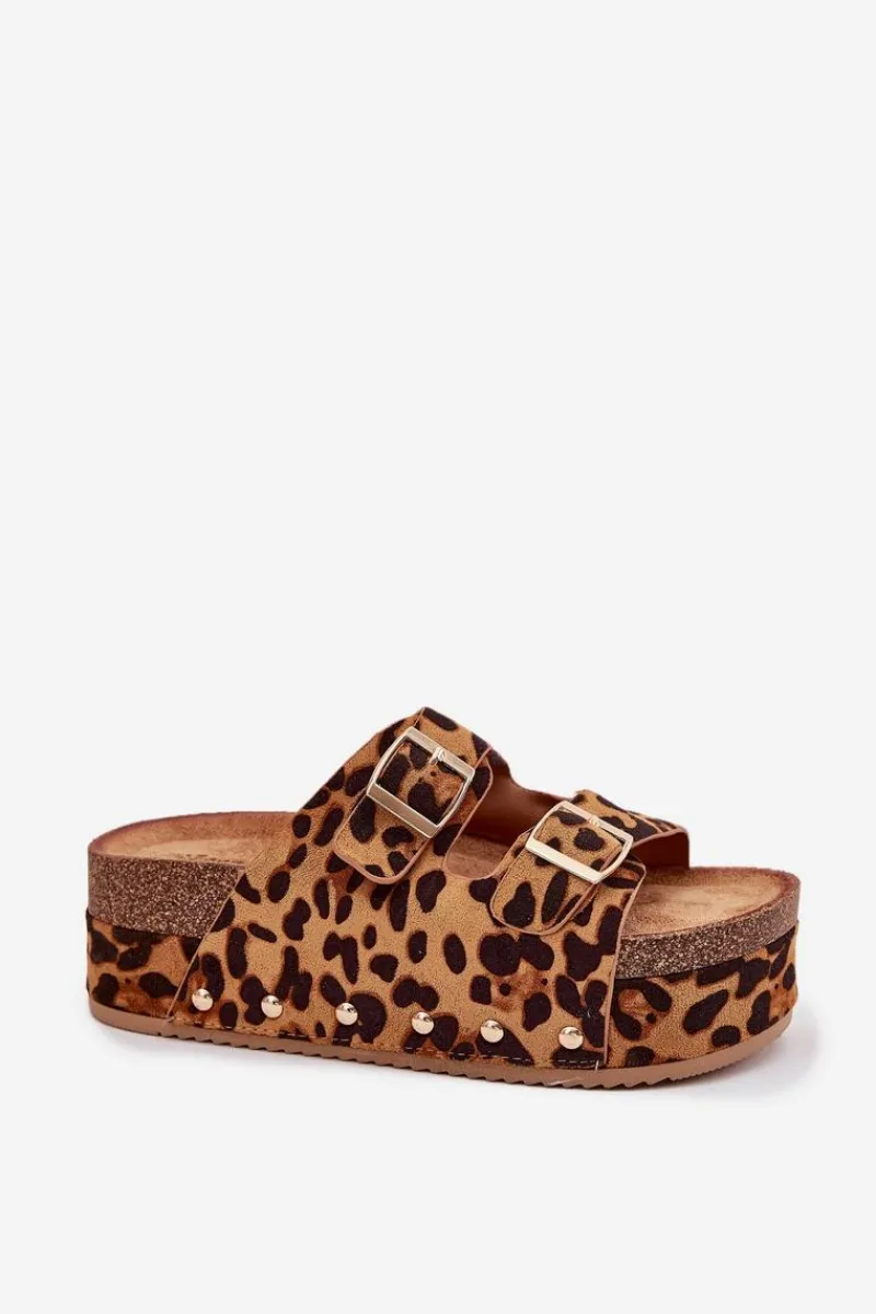 Discount Klapki Damskie Z Klamrami Na Masywnej Platformie Panterka Odisene Damskie Klapki Korkowe|Klapki Na Platformie