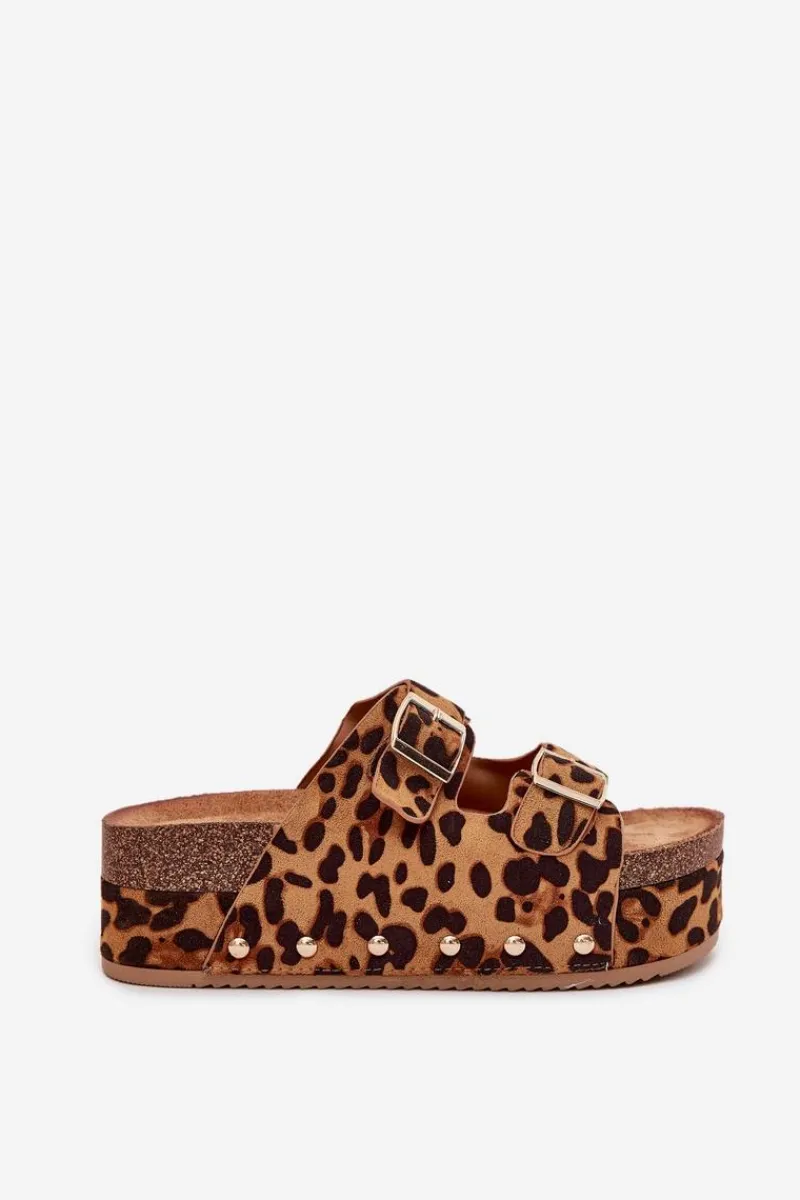 Discount Klapki Damskie Z Klamrami Na Masywnej Platformie Panterka Odisene Damskie Klapki Korkowe|Klapki Na Platformie