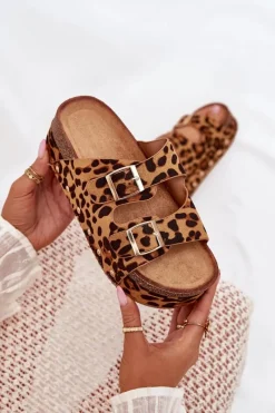 Discount Klapki Damskie Z Klamrami Na Masywnej Platformie Panterka Odisene Damskie Klapki Korkowe|Klapki Na Platformie