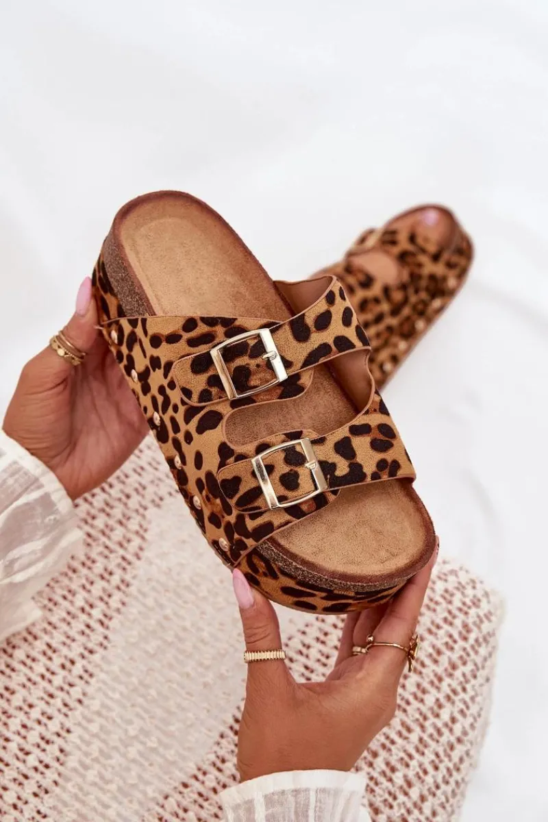 Discount Klapki Damskie Z Klamrami Na Masywnej Platformie Panterka Odisene Damskie Klapki Korkowe|Klapki Na Platformie