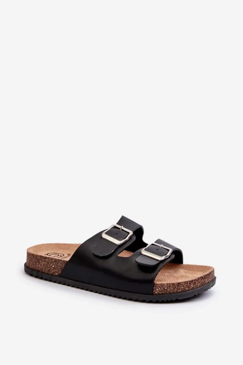 Klapki Korkowe|Klapki Damskie Klasyczne>Boto Klapki Damskie Z Klamrami Czarne Oliena Czarny