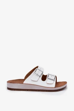 Online Klapki Damskie Z Klamrami CP000042 Białe Damskie Klapki Damskie Klasyczne