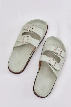 Hot Boto Klapki Damskie Z Klamrami Miętowe Oliena Zielony