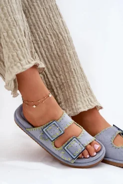 Best Klapki Damskie Z Klamrami I Ozdobnym Obszyciem e Visley Damskie Klapki Na Platformie|Klapki Damskie Klasyczne