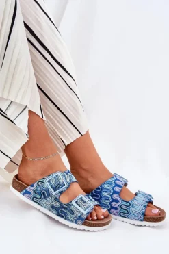 Hot Klapki Damskie Z Klamrami I Brokatem S.Barski RB51-006 e Damskie Klapki Korkowe|Klapki Na Platformie