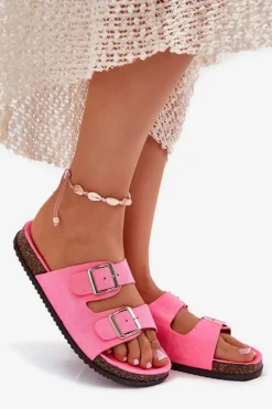 Clearance Klapki Damskie Z Klamrami Neonowy Róż Oliena Damskie Klapki Korkowe|Klapki Damskie Klasyczne