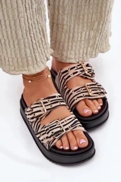 Online Klapki Damskie Z Klamrami Na Platformie Zebra Nilatha Damskie Klapki Na Platformie|Klapki Damskie Klasyczne