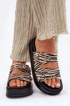 Online Klapki Damskie Z Klamrami Na Platformie Zebra Nilatha Damskie Klapki Na Platformie|Klapki Damskie Klasyczne