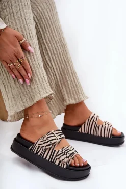 Online Klapki Damskie Z Klamrami Na Platformie Zebra Nilatha Damskie Klapki Na Platformie|Klapki Damskie Klasyczne