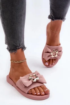 Online Klapki Damskie Z Kokardą Różowe Arsicada Damskie Klapki Damskie Klasyczne