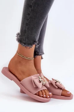 Online Klapki Damskie Z Kokardą Różowe Arsicada Damskie Klapki Damskie Klasyczne