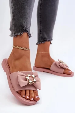 Online Klapki Damskie Z Kokardą Różowe Arsicada Damskie Klapki Damskie Klasyczne