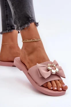 Online Klapki Damskie Z Kokardą Różowe Arsicada Damskie Klapki Damskie Klasyczne