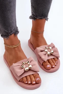 Online Klapki Damskie Z Kokardą Różowe Arsicada Damskie Klapki Damskie Klasyczne