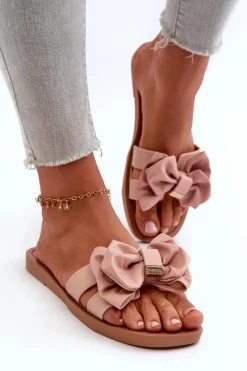 Hot Klapki Damskie Z Kokardą Różowe Rivarina Damskie Klapki Damskie Klasyczne