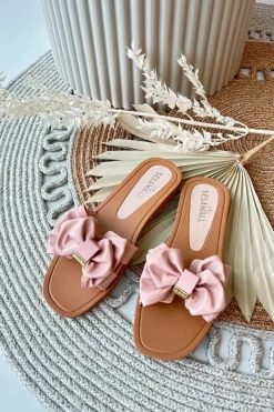 Hot Klapki Damskie Z Kokardą Różowe Rivarina Damskie Klapki Damskie Klasyczne