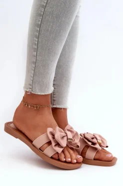 Hot Klapki Damskie Z Kokardą Różowe Rivarina Damskie Klapki Damskie Klasyczne