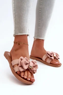 Hot Klapki Damskie Z Kokardą Różowe Rivarina Damskie Klapki Damskie Klasyczne