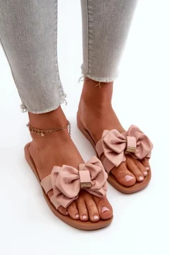 Hot Klapki Damskie Z Kokardą Różowe Rivarina Damskie Klapki Damskie Klasyczne