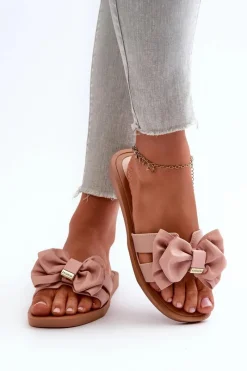 Hot Klapki Damskie Z Kokardą Różowe Rivarina Damskie Klapki Damskie Klasyczne