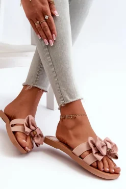 Hot Klapki Damskie Z Kokardą Różowe Rivarina Damskie Klapki Damskie Klasyczne