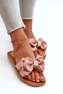 Hot Klapki Damskie Z Kokardą Różowe Rivarina Damskie Klapki Damskie Klasyczne