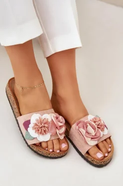 Best Klapki Damskie Z Kwiatkami Na Korkowej Platformie Różowe Zinrosa Damskie Klapki Korkowe|Klapki Na Platformie