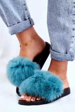 New Klapki Damskie z Naturalnym Futerkiem Zielone Bushido Damskie Klapki Z Futerkiem|Klapki Damskie Klasyczne