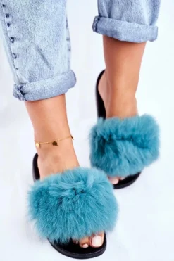 New Klapki Damskie z Naturalnym Futerkiem Zielone Bushido Damskie Klapki Z Futerkiem|Klapki Damskie Klasyczne