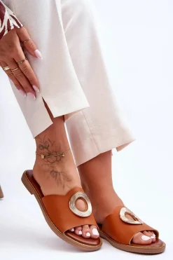 Discount Klapki Damskie Z Okrągłą Ozdobą Camel Donatell Damskie Klapki Damskie Klasyczne