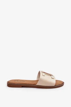 New Klapki Damskie Z Ozdobą Beżowe Ollavia Damskie Klapki Damskie Klasyczne