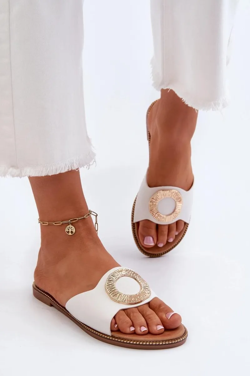 Klapki Damskie Klasyczne>Boto Klapki Damskie Z Ozdobą Białe Cilima