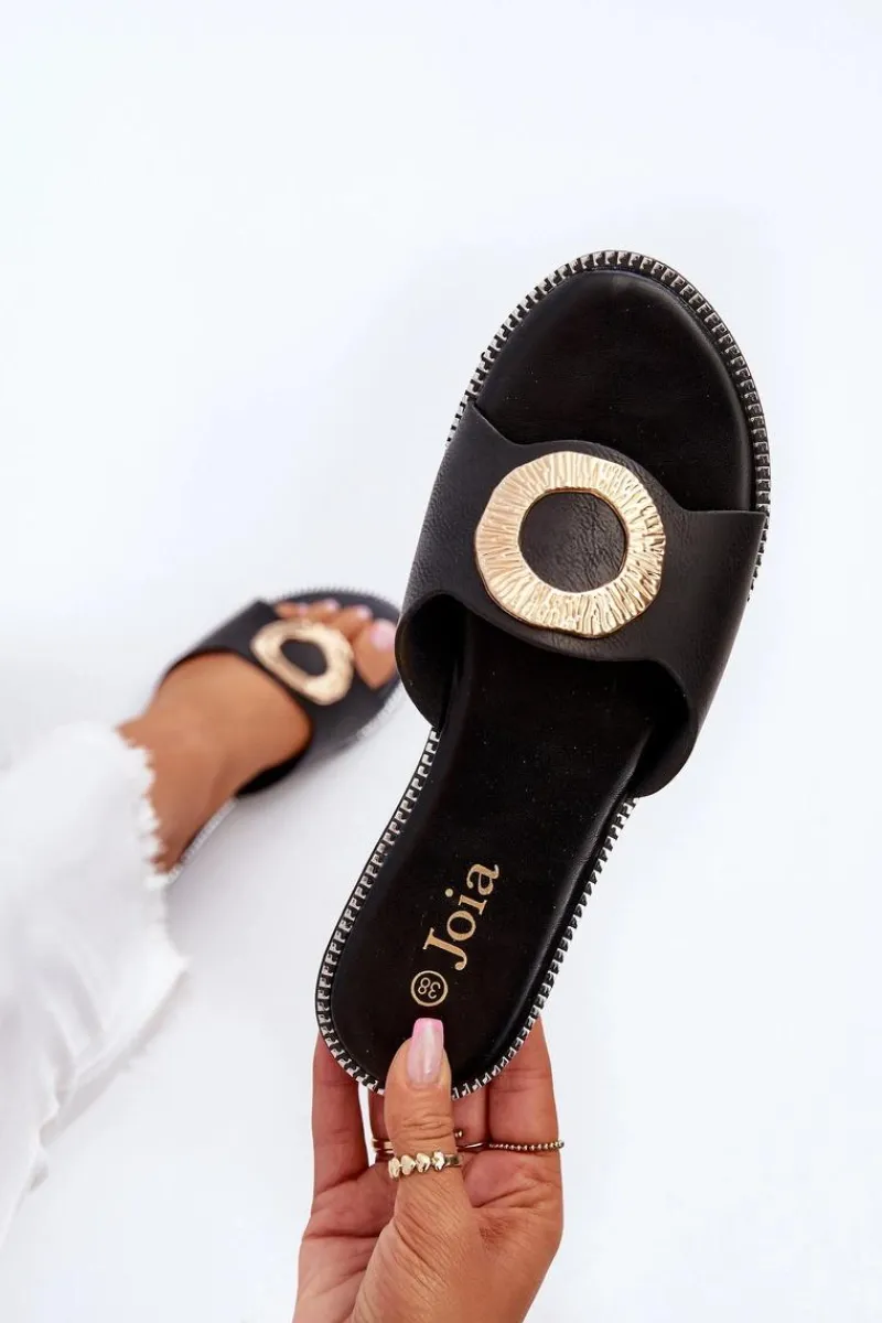 Klapki Damskie Klasyczne>Boto Klapki Damskie Z Ozdobą Czarne Cilima