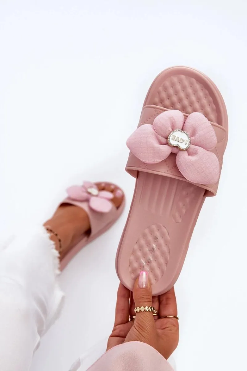 Klapki Na Platformie|Klapki Damskie Klasyczne>Boto Klapki Damskie Z Ozdobą Na Niskiej Platformie Różowe Cedrella