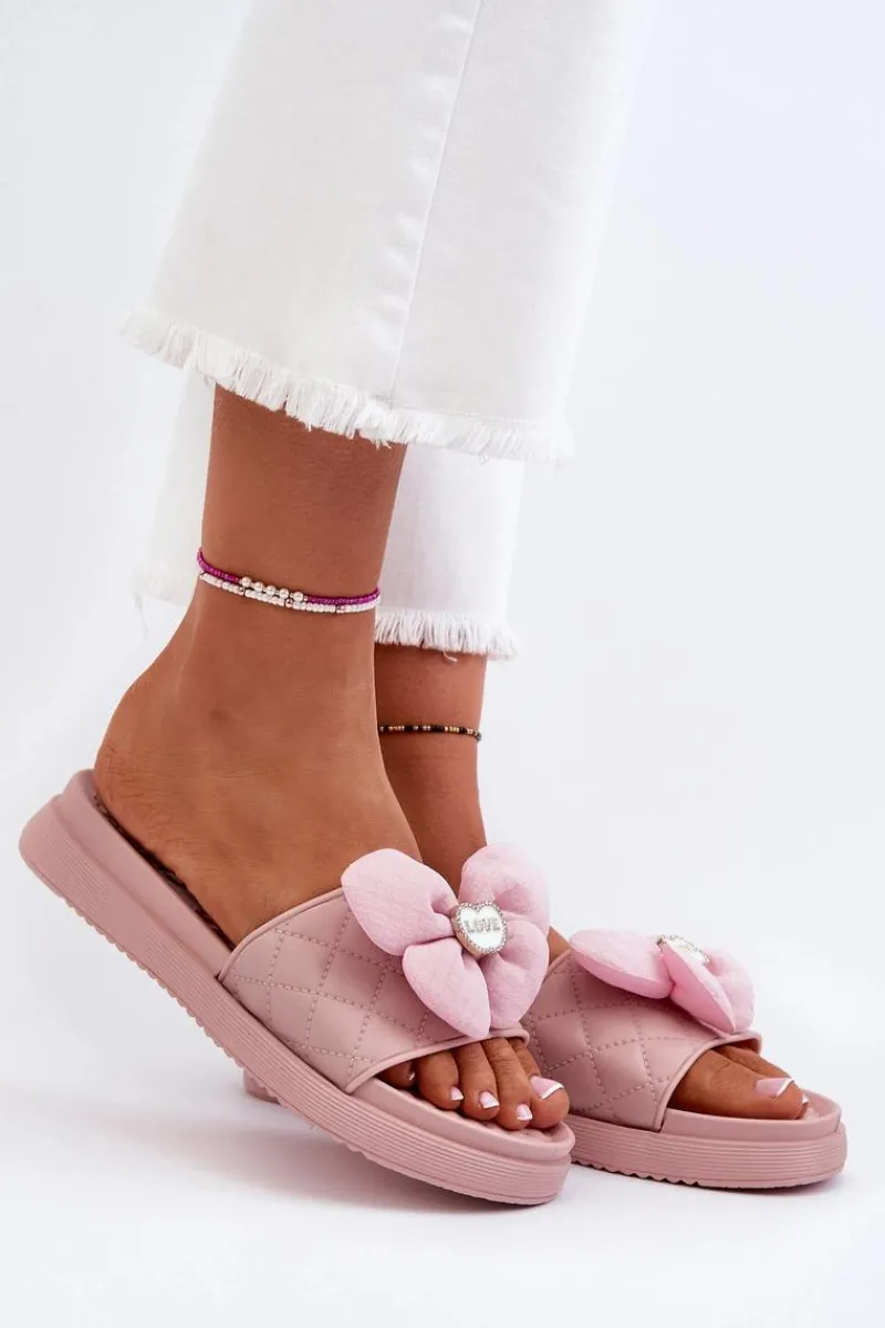 Klapki Na Platformie|Klapki Damskie Klasyczne>Boto Klapki Damskie Z Ozdobą Na Niskiej Platformie Różowe Cedrella