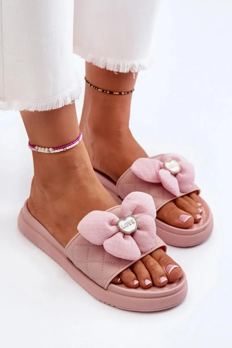 Klapki Na Platformie|Klapki Damskie Klasyczne>Boto Klapki Damskie Z Ozdobą Na Niskiej Platformie Różowe Cedrella