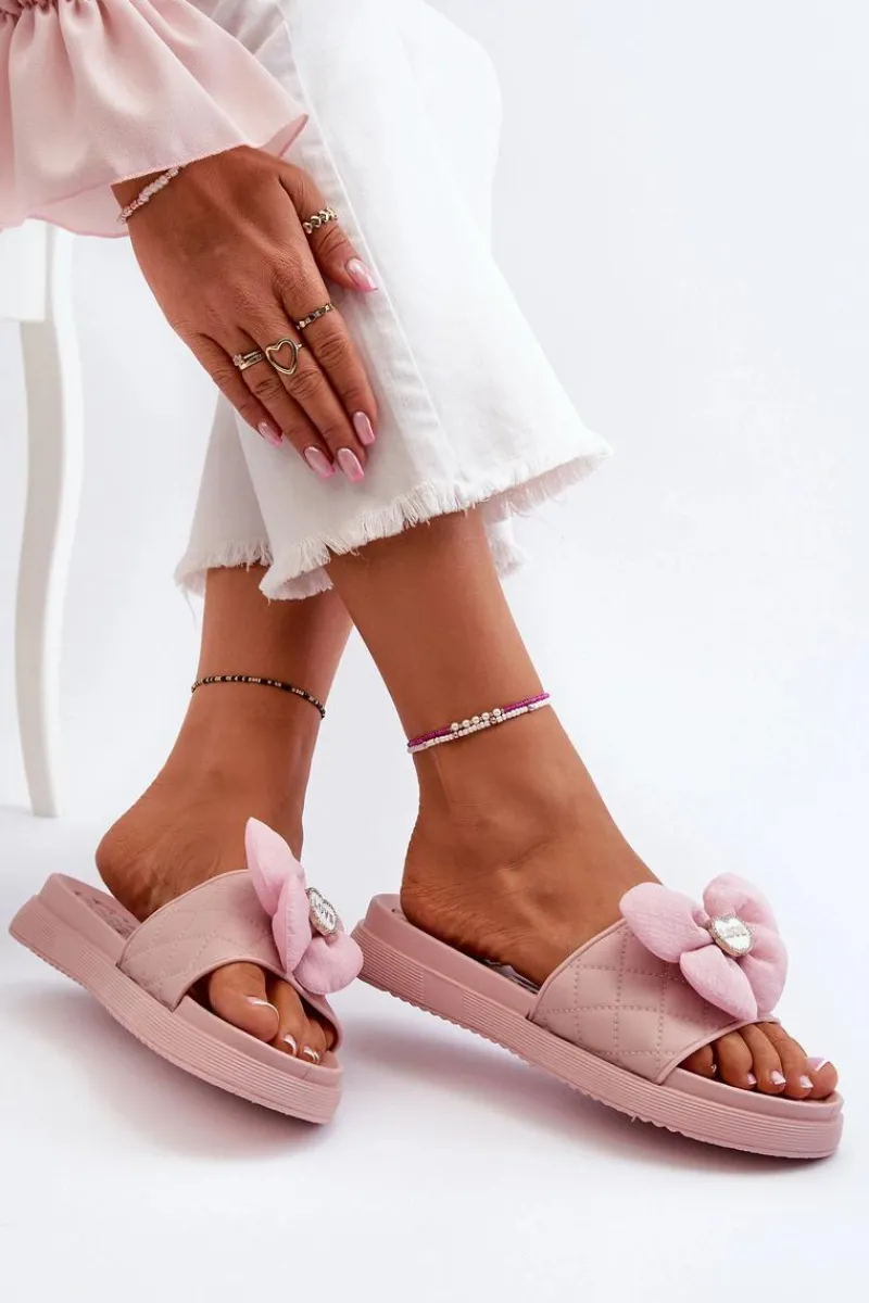 Klapki Na Platformie|Klapki Damskie Klasyczne>Boto Klapki Damskie Z Ozdobą Na Niskiej Platformie Różowe Cedrella