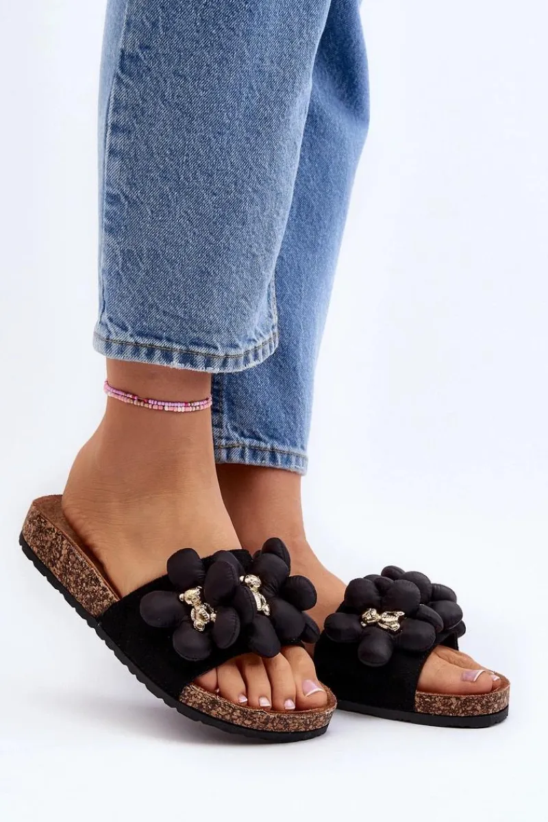 Klapki Damskie Z Ozdobami Czarne Bunlia Damskie Klapki Damskie Klasyczne