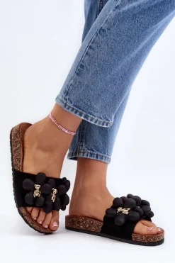 Klapki Damskie Z Ozdobami Czarne Bunlia Damskie Klapki Damskie Klasyczne