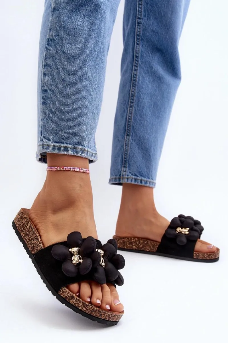 Klapki Damskie Z Ozdobami Czarne Bunlia Damskie Klapki Damskie Klasyczne