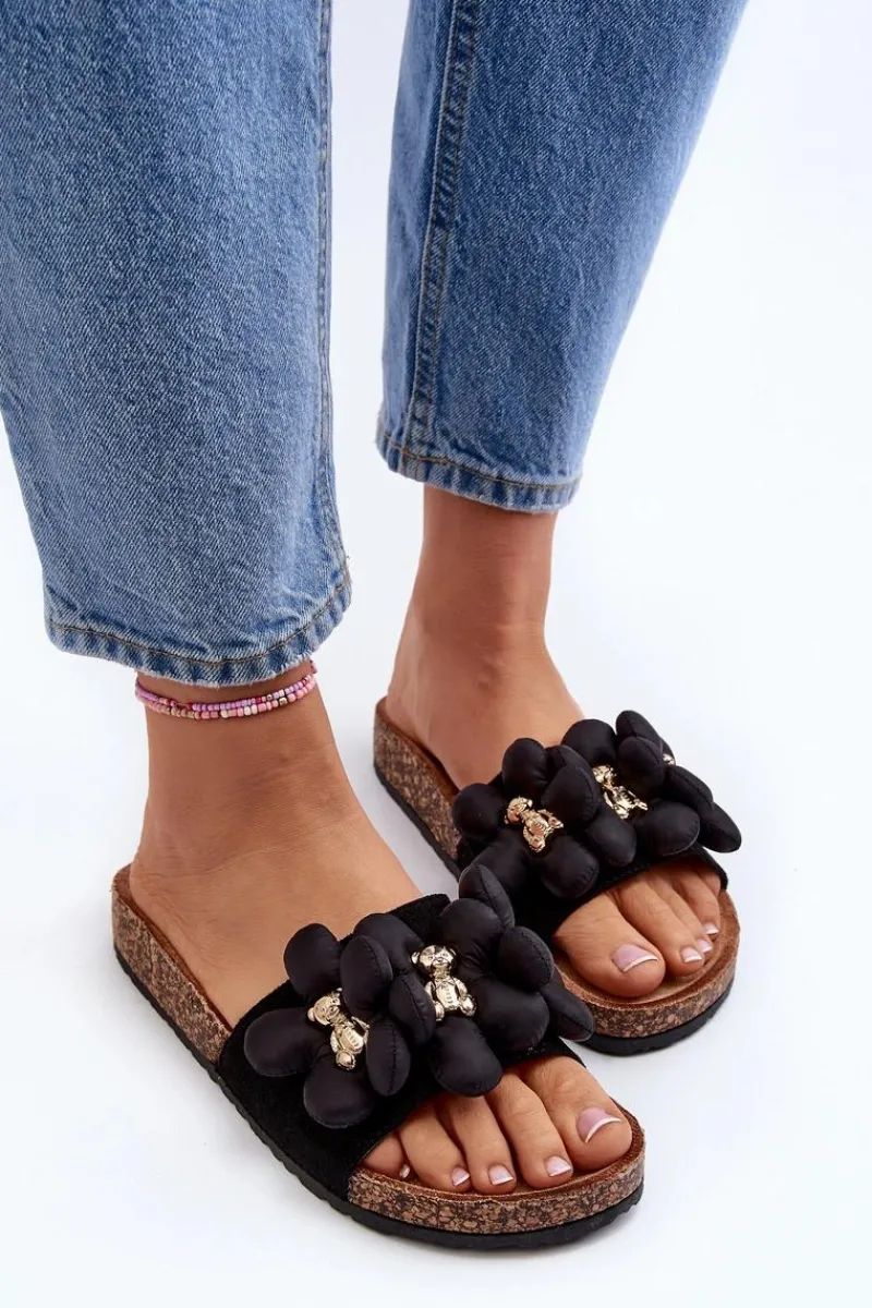 Klapki Damskie Z Ozdobami Czarne Bunlia Damskie Klapki Damskie Klasyczne