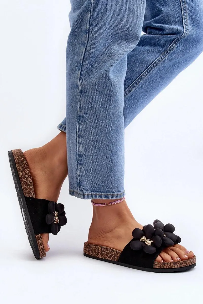 Klapki Damskie Z Ozdobami Czarne Bunlia Damskie Klapki Damskie Klasyczne